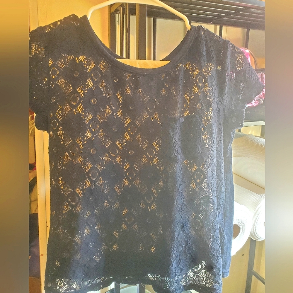 Hollister, Small, Navy blue lace top